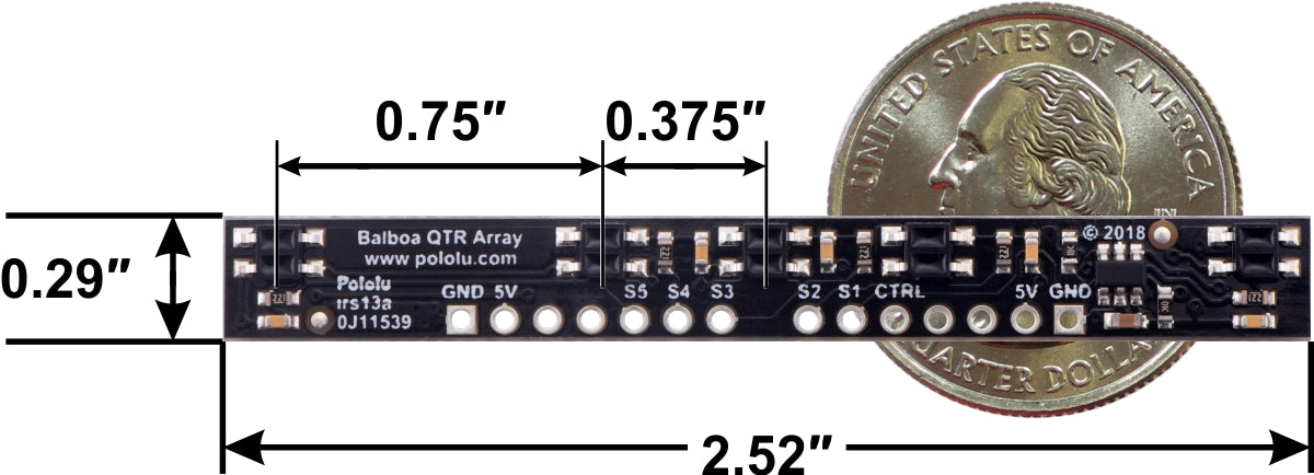 5-Channel Reflectance Sensor Array for Balboa 32U4 Balancing Robot