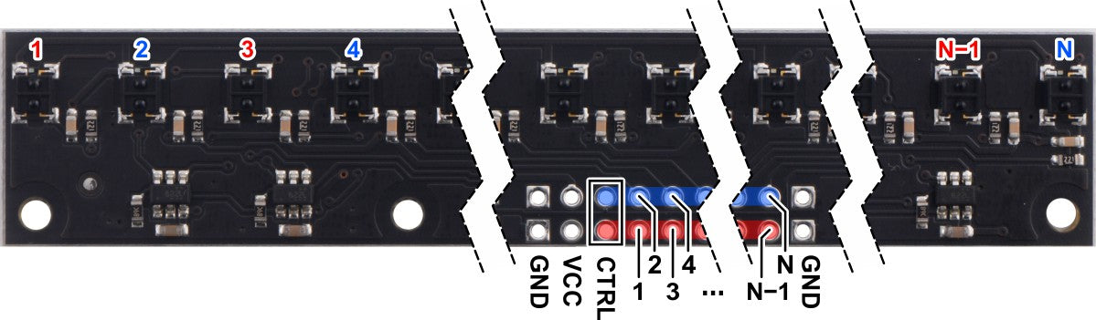 QTRX-MD-13RC Reflectance Sensor Array: 13-Channel, 8mm Pitch, RC Output, Low Current 