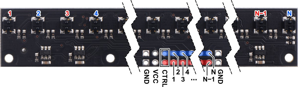 QTRX-MD-13A Reflectance Sensor Array: 13-Channel, 8mm Pitch, Analog Output, Low Current