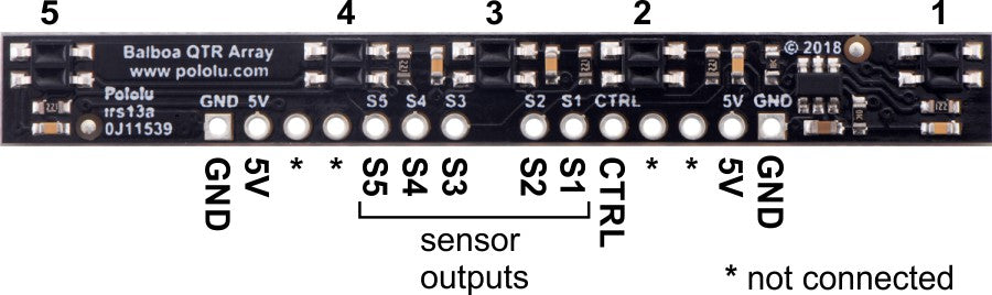 5-Channel Reflectance Sensor Array for Balboa 32U4 Balancing Robot