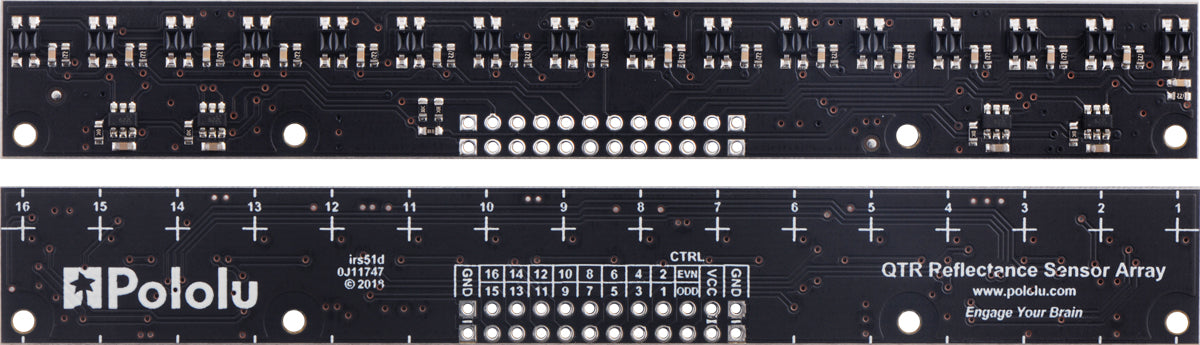 QTR-MD-16RC Reflectance Sensor Array: 16-Channel, 8mm Pitch, RC Output