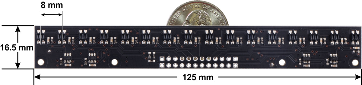 QTR-MD-16RC Reflectance Sensor Array: 16-Channel, 8mm Pitch, RC Output