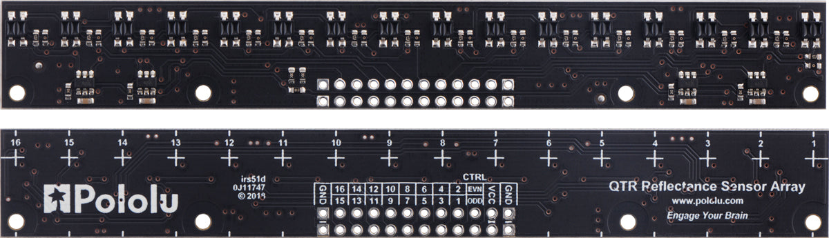 QTR-MD-16A Reflectance Sensor Array: 16-Channel, 8mm Pitch, Analog Output