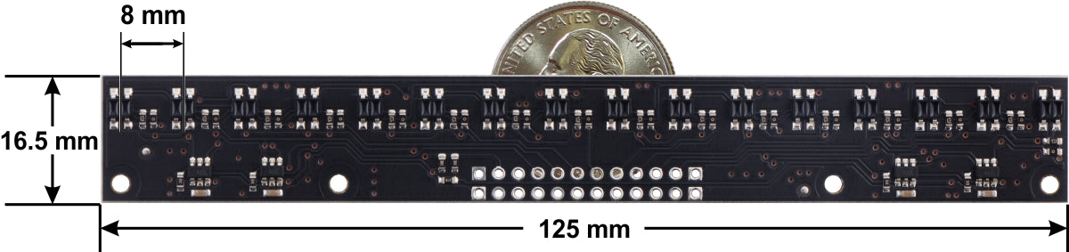 QTR-MD-16A Reflectance Sensor Array: 16-Channel, 8mm Pitch, Analog Output