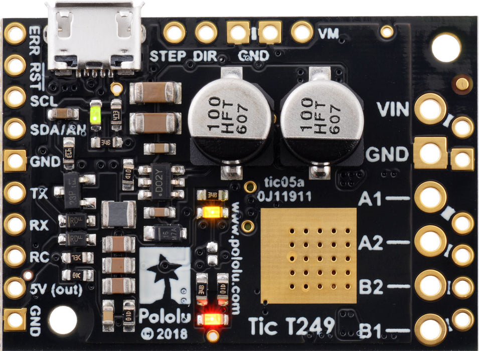 Tic T249 USB Multi-Interface Stepper Motor Controller (Connectors Soldered)