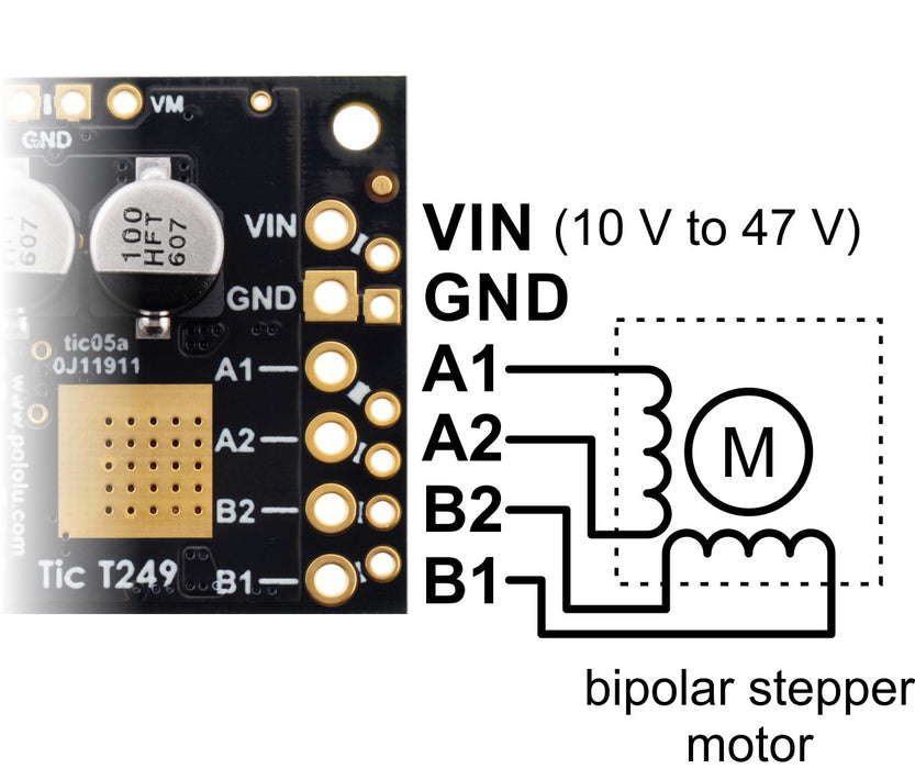 Tic T249 USB Multi-Interface Stepper Motor Controller (Connectors Soldered)