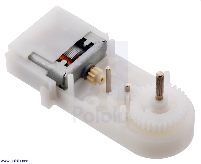 120:1 Mini Plastic Gearmotor HP, Offset 3mm D-Shaft Output, Extended Motor Shaft