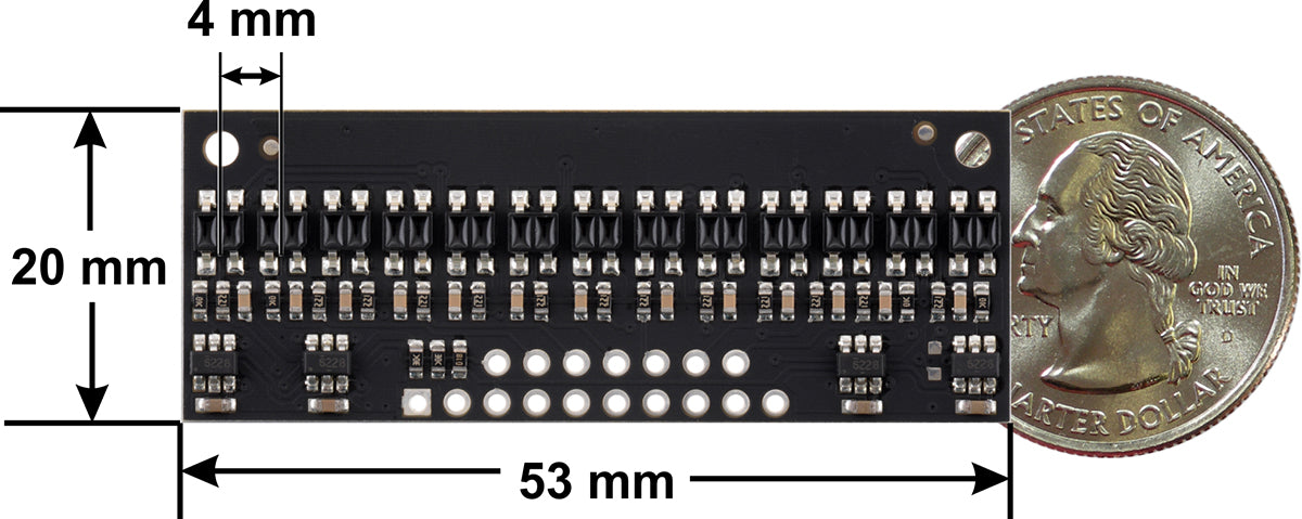 QTR-HD-13RC Reflectance Sensor Array: 13-Channel, 4mm Pitch, RC Output