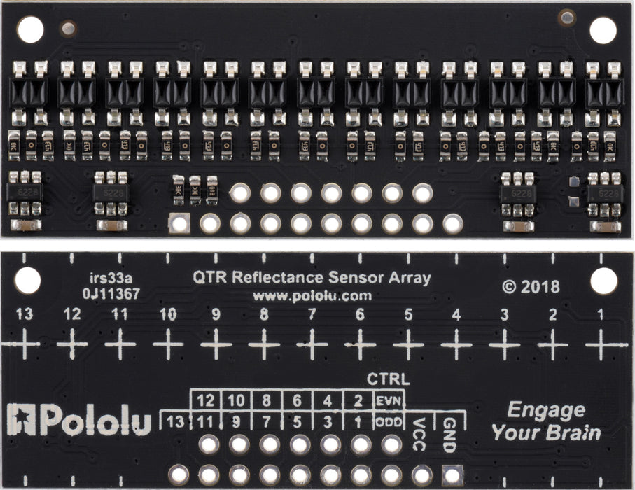 QTR-HD-13A Reflectance Sensor Array: 13-Channel, 4mm Pitch, Analog Output