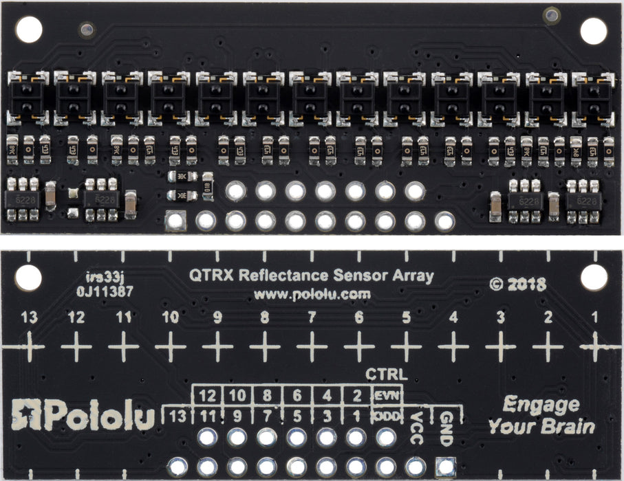 QTRX-HD-13A Reflectance Sensor Array: 13-Channel, 4mm Pitch, Analog Output, Low Current