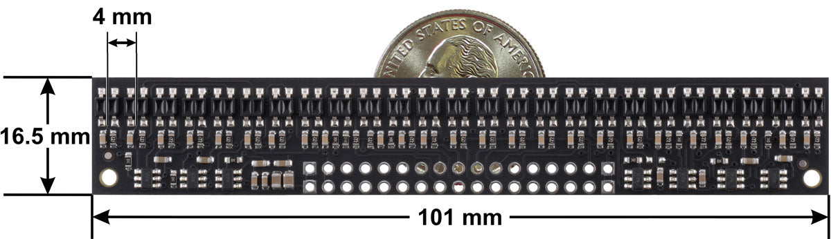 QTR-HD-25RC Reflectance Sensor Array: 25-Channel, 4mm Pitch, RC Output