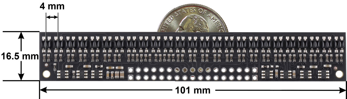 QTR-HD-25A Reflectance Sensor Array: 25-Channel, 4mm Pitch, Analog Output