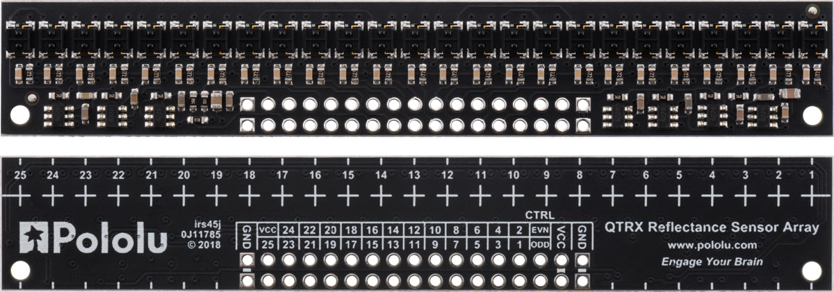 QTRX-HD-25RC Reflectance Sensor Array: 25-Channel, 4mm Pitch, RC Output, Low Current