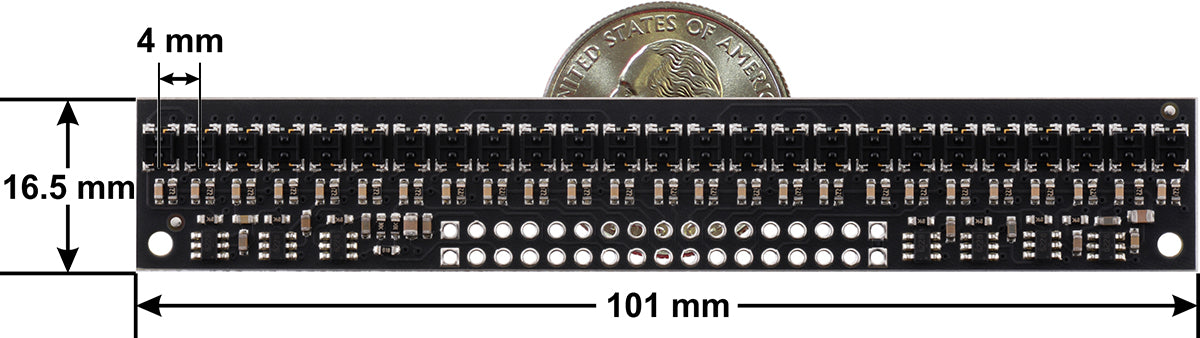 QTRX-HD-25RC Reflectance Sensor Array: 25-Channel, 4mm Pitch, RC Output, Low Current