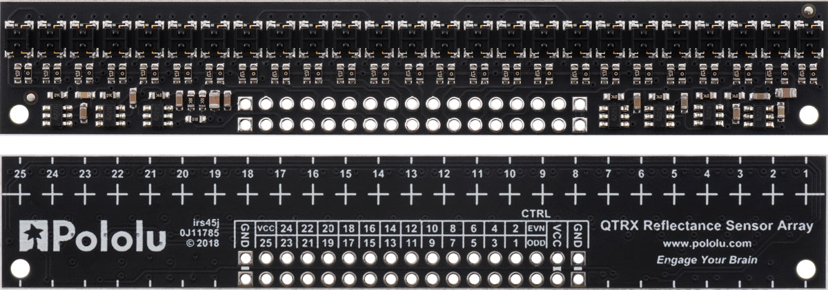 QTRX-HD-25A Reflectance Sensor Array: 25-Channel, 4mm Pitch, Analog Output, Low Current