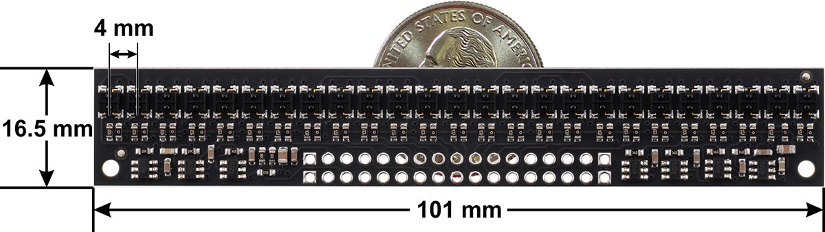 QTRX-HD-25A Reflectance Sensor Array: 25-Channel, 4mm Pitch, Analog Output, Low Current