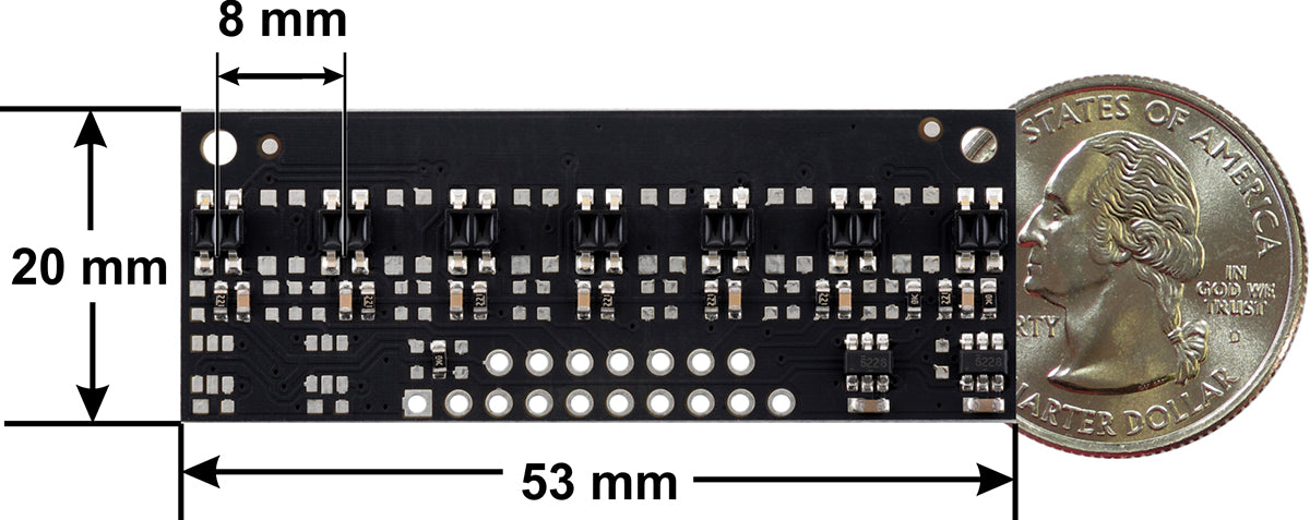 QTR-MD-07RC Reflectance Sensor Array: 7-Channel, 8mm Pitch, RC Output 