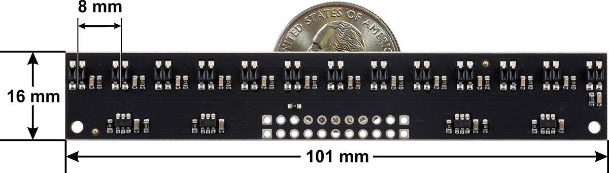 QTR-MD-13RC Reflectance Sensor Array: 13-Channel, 8mm Pitch, RC Output