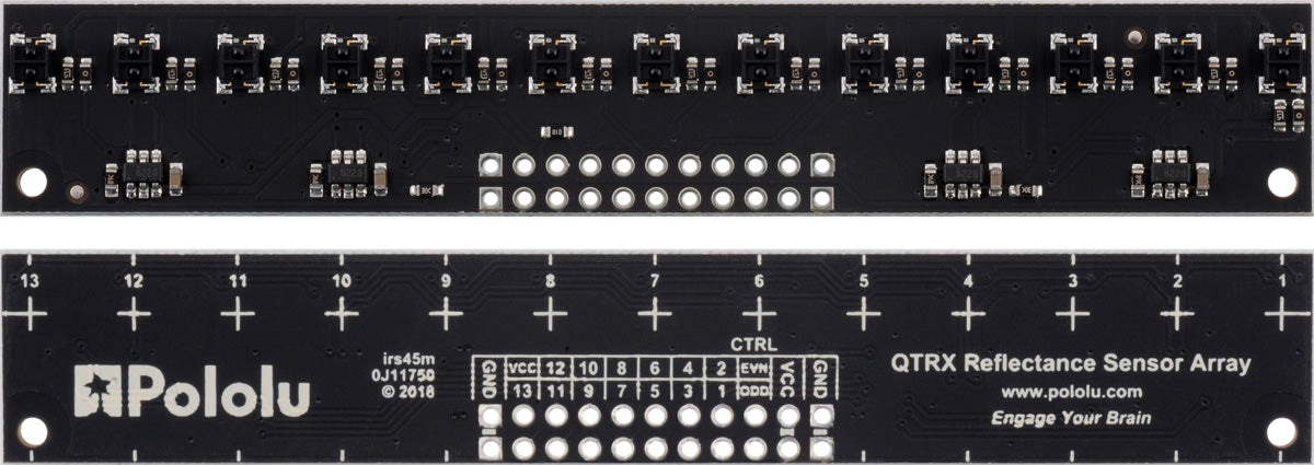 QTRX-MD-13A Reflectance Sensor Array: 13-Channel, 8mm Pitch, Analog Output, Low Current