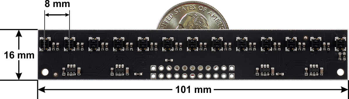 QTRX-MD-13A Reflectance Sensor Array: 13-Channel, 8mm Pitch, Analog Output, Low Current