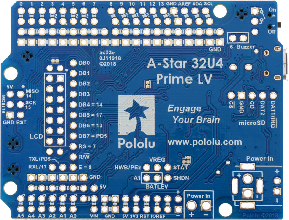 A-Star 32U4 Prime LV microSD with LCD