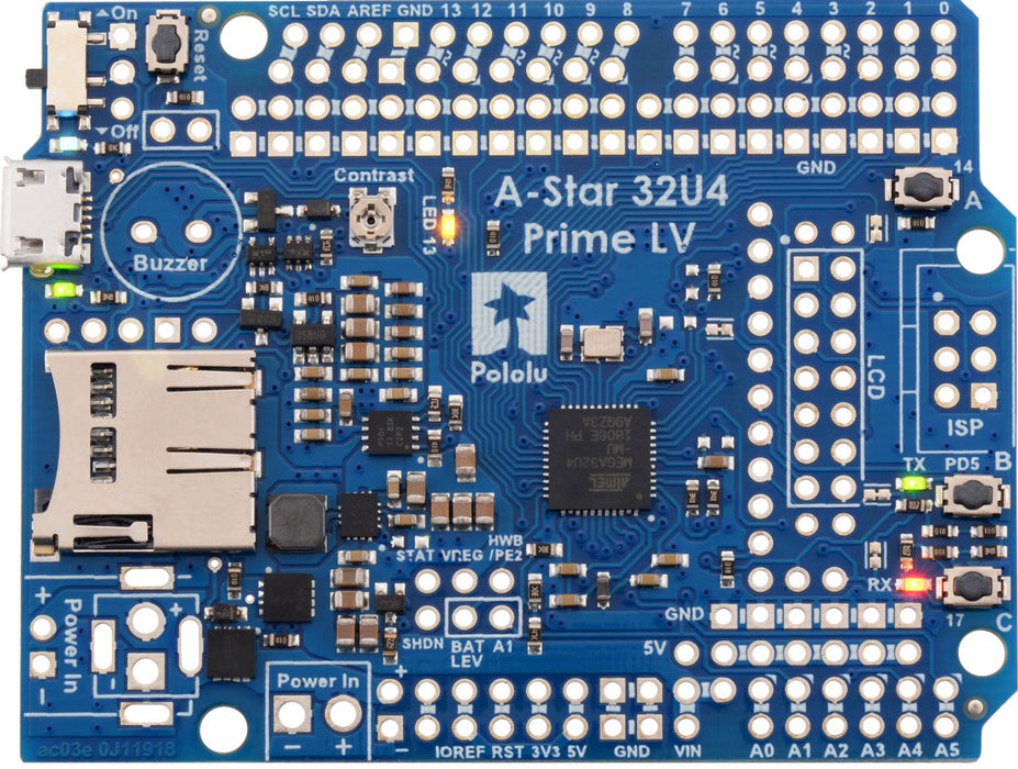 A-Star 32U4 Prime LV microSD (SMT Components Only)