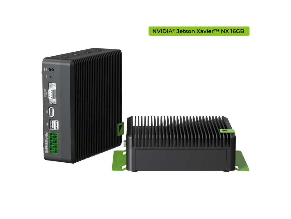 reComputer Industrial J2012- Fanless Edge AI Device with Jetson Xavier NX 16GB module, Aluminum case with passive cooling, 2xRJ45 GbE, 1xRS232/RS-422/RS-485, 4xDI/DO, 1xCAN, 3xUSB3.2, Pre-installed JetPack System