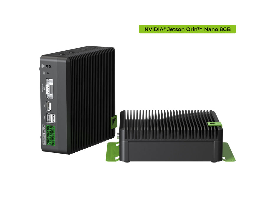 reComputer Industrial J3011- Fanless Edge AI Device with Jetson Orin Nano 8GB module, Aluminum case with passive cooling, 2xRJ45 GbE, 1xRS232/RS-422/RS-485, 4xDI/DO, 1xCAN, 3xUSB3.2, Pre-installed JetPack System