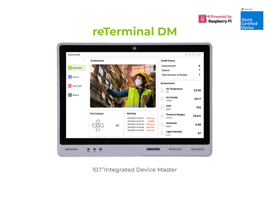 reTerminal DM (with Camera & PoE) - Raspberry Pi CM4-powered 10.1'' Integrated Device Master, Industrial Grade HMI/PLC/Panel PC/Gateway All-in-one, Node-RED Integrated