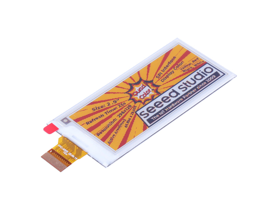 2.9" Quadruple Color eInk / ePaper Display with 128x296 Pixels, SPI interface, Support XIAO/Arduino/STM32