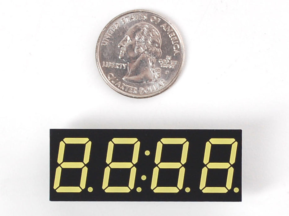 White 7-segment clock display with all segments lit