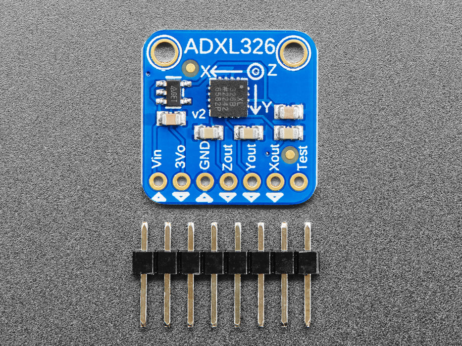 Angled shot of a ADXL326 5V ready triple-axis accelerometer.