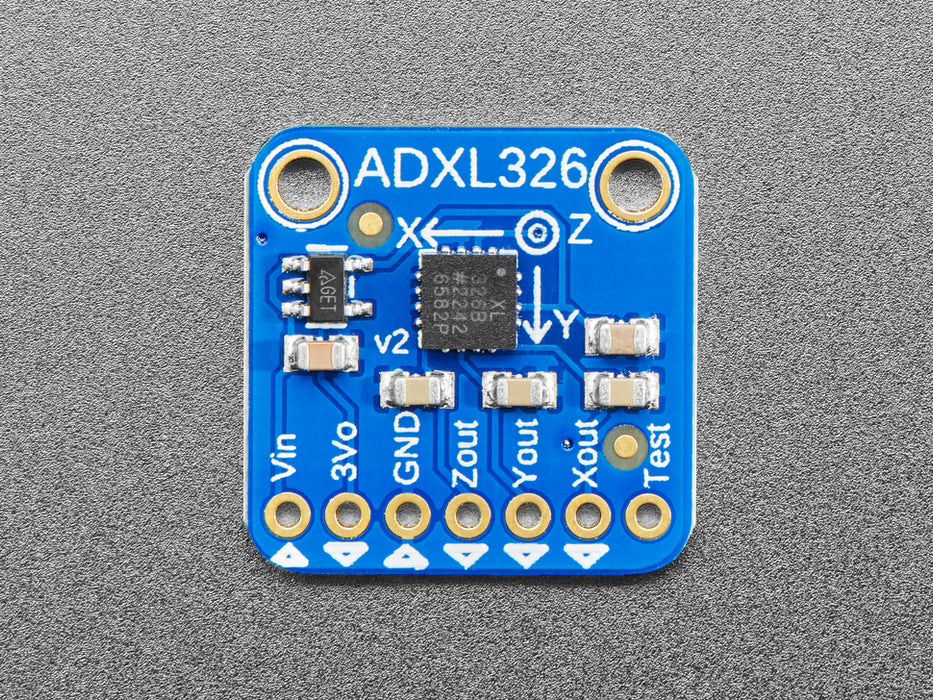 Angled shot of a ADXL326 5V ready triple-axis accelerometer.