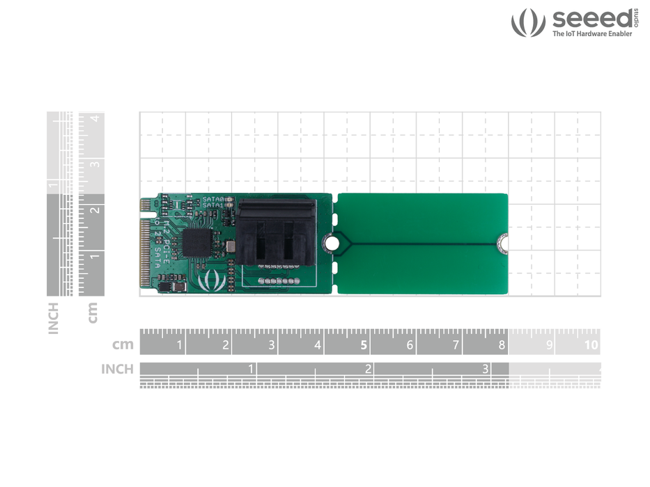 PCIe 3.0x2 M.2 NGFF Key-M to 2-Port (stacked) 6Gbps SATA 3.0 Converter with JMB582 Chip  - Suitable for ODYSSEY-X86J4105