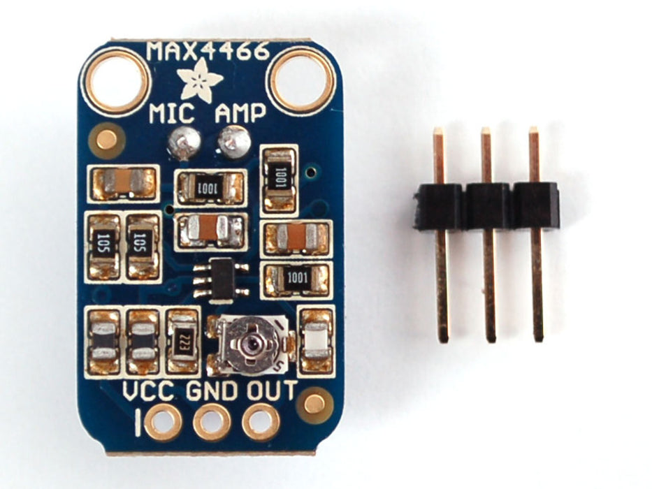 Angled shot of a Electret Microphone Amplifier breakout