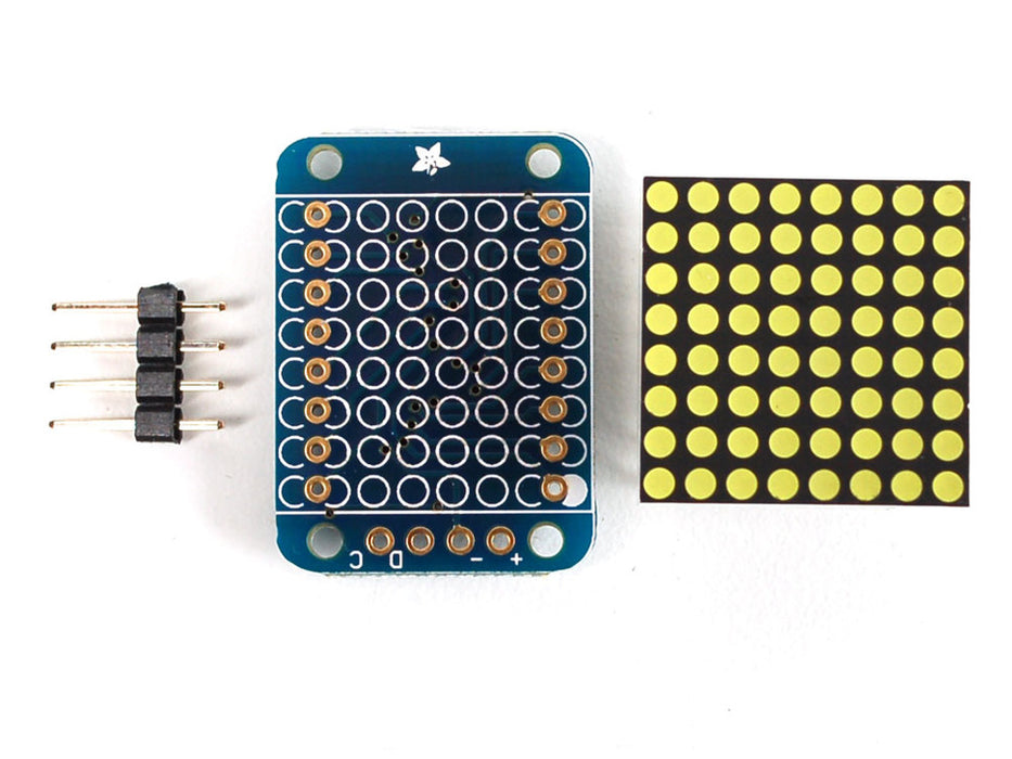 Adafruit Mini 8x8 LED matrix w/I2C Backpack- ULTRA Bright White.