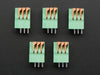 Top view of five Configurable Spring Terminal Blocks - 3 Pin 0.1" Pitch.