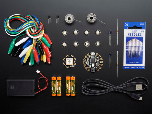 A collection of electronic parts included in kit.