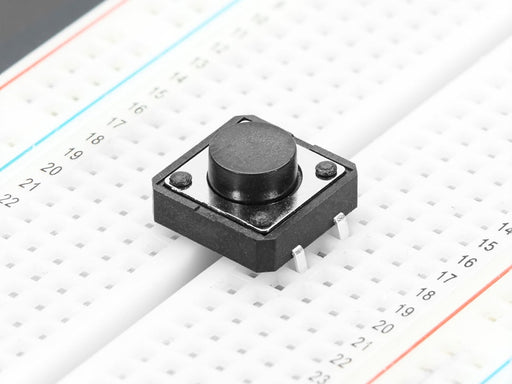 Angled shot of 10 12mm square tactile switch buttons.