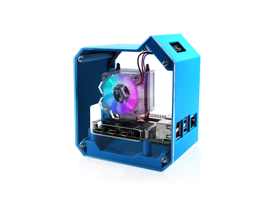 Mini Tower Case Kit for Raspberry Pi 4B - ABS material, Strong Heat Dissipation, OLED Screen Display, Elegant Appearance, Precise Positioning of Holes, Easy Wiring, and Easy Cable Management