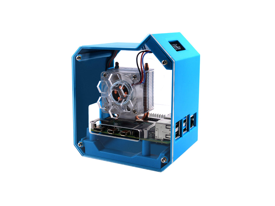 Mini Tower Case Kit for Raspberry Pi 4B - ABS material, Strong Heat Dissipation, OLED Screen Display, Elegant Appearance, Precise Positioning of Holes, Easy Wiring, and Easy Cable Management