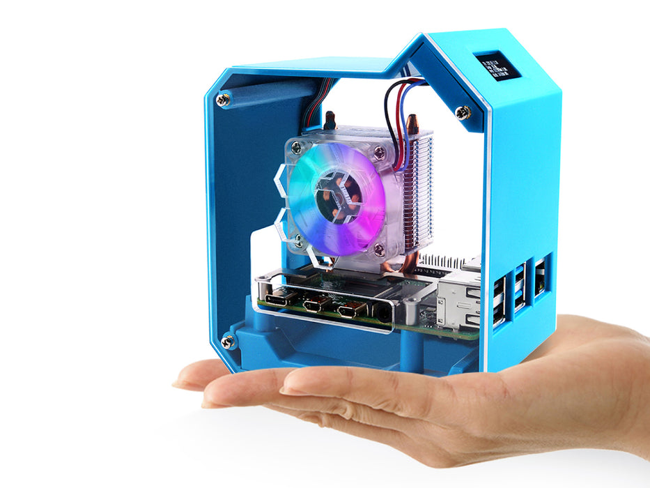 Mini Tower Case Kit for Raspberry Pi 4B - ABS material, Strong Heat Dissipation, OLED Screen Display, Elegant Appearance, Precise Positioning of Holes, Easy Wiring, and Easy Cable Management