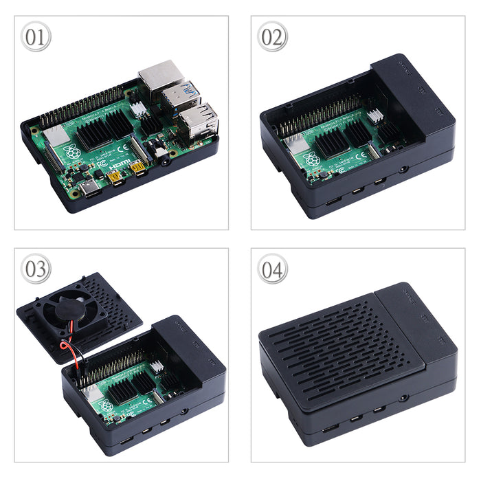 ABS H-Type Black Case for Raspberry Pi 4 B