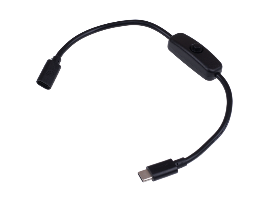 USB Type-C Male to Female Extension Cable with Switch – 28cm