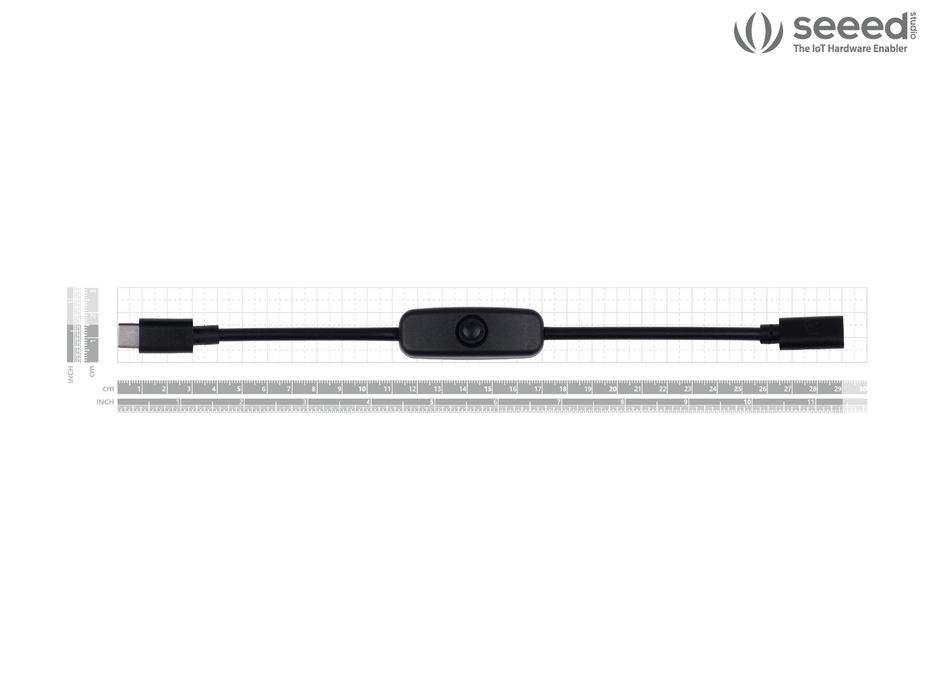 USB Type-C Male to Female Extension Cable with Switch – 28cm