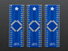 A pair of tweezers holding a microchip hovers over the SMT Breakout PCB for 44-QFN or 44-TQFP placement on a long blue rectangular breakout board.