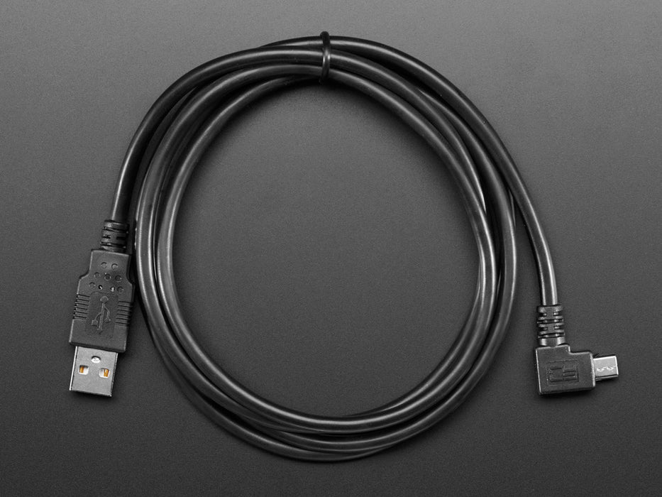 USB cable with Type A and Right Angle Micro B end