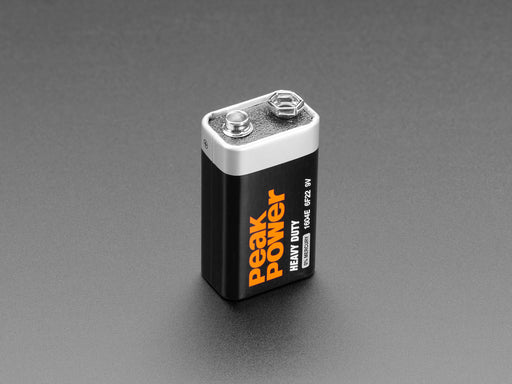 Angle shot of PKcell 9V battery.