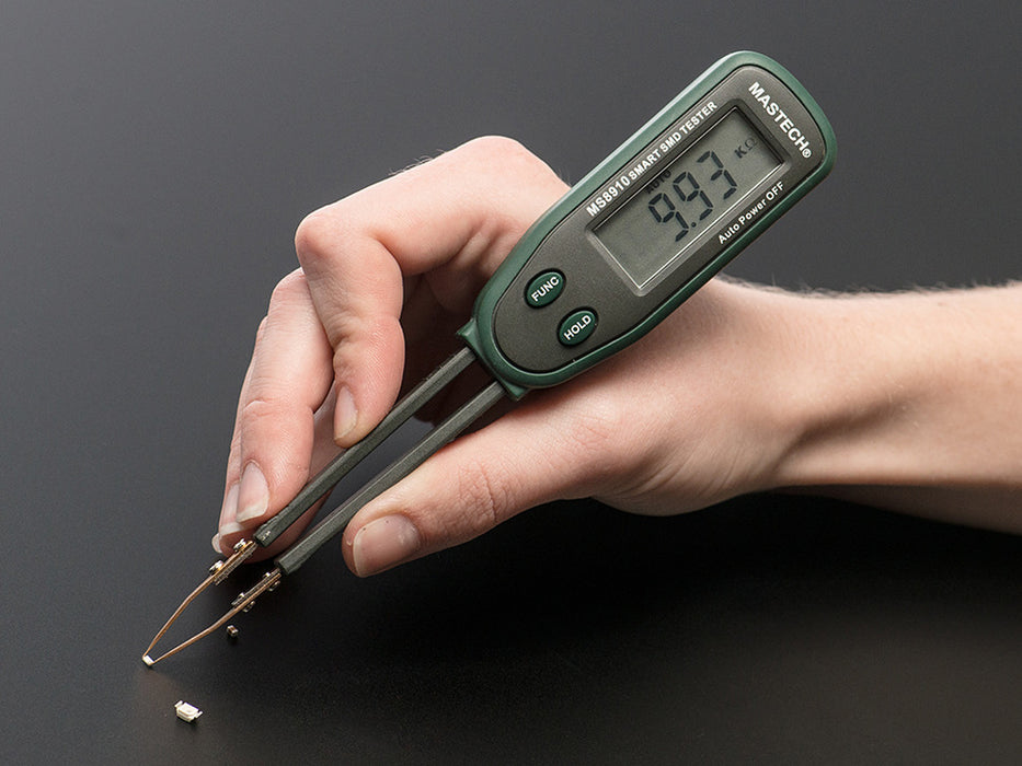 Angled shot of a SMD Component Testing Tweezers. 