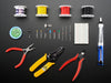 Collection of many electronic hand tools and soldering equipment